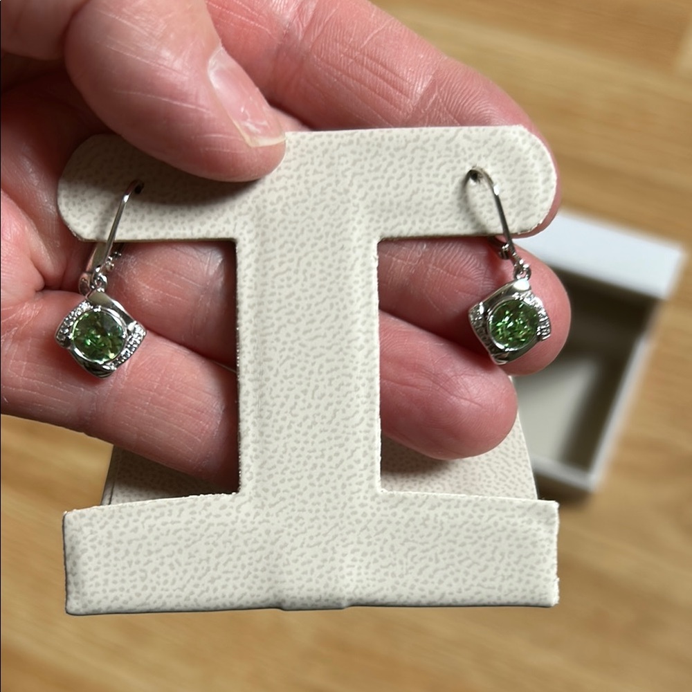 Elegant Silver and Green Earrings